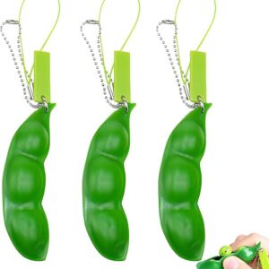3 Stück ADHD Fidget Toys, Fidget Schlüsselanhänger, Erbse, Stress Toys, Quetschbohnen Schlüsselanhänger, Für Schlüssel Anti-Stress Entlastende(Grün)